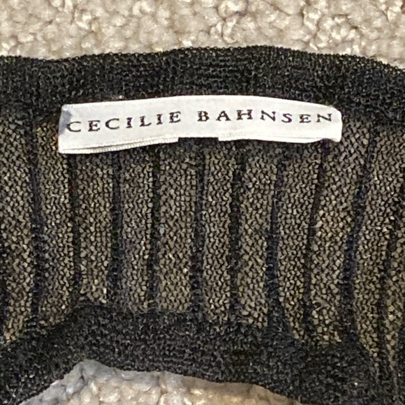 NWT Cecilie Bahnsen Black Cold Shoulder Stretch Ribbed Knit Tie Back Top-Sz XS/S - Picture 10 of 13